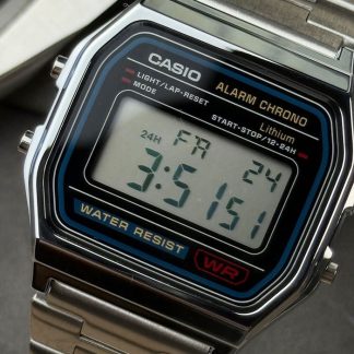 Reloj Casio-a158wa-1 digital de acero con alarma y cronometro
