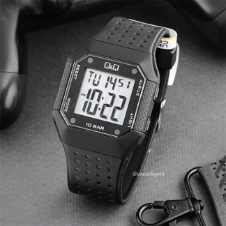 Reloj Q&Q M158J001Y para hombre color negro grande digital deportivo acuatico