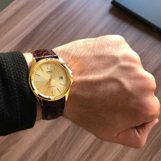 Reloj Casio MTP-1183Q-9 cuero cocodrilo genuino color vino unestilo
