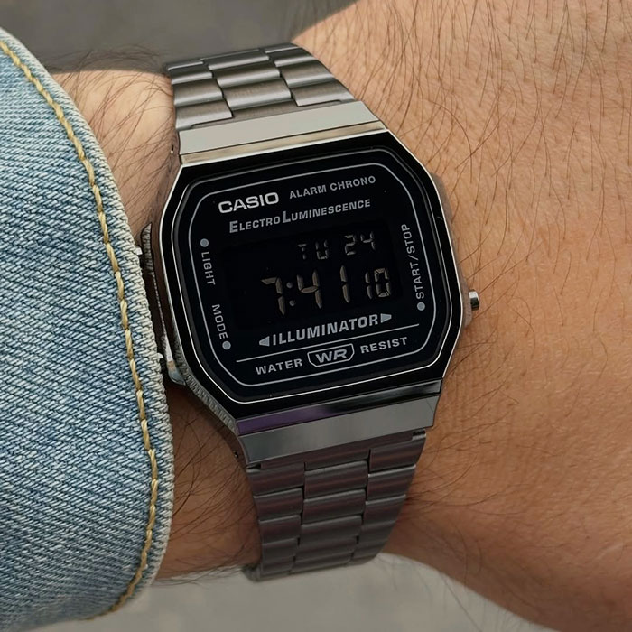 Reloj Casio a168wgg-1b estilo retro color negro gris unisex