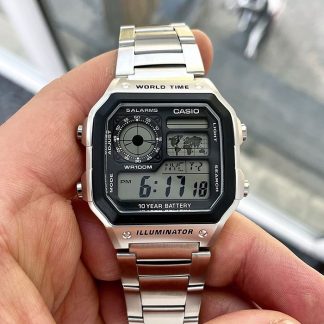 casio ae-1200whd-1av acero inoxidable hora mundial royale