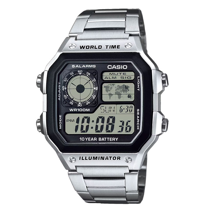 Reloj Casio ae-1200whd-1av hora mundial acero royale