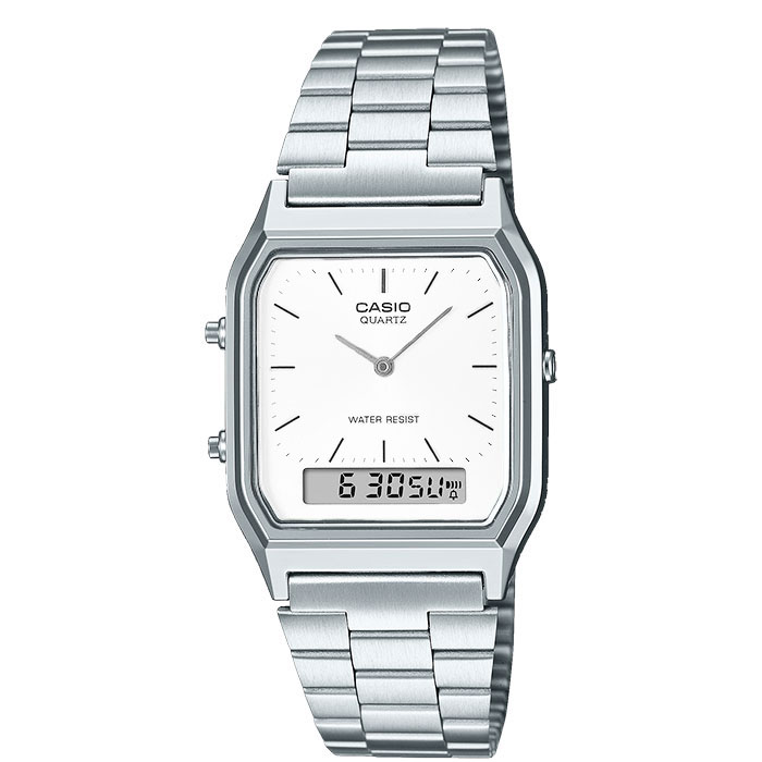casio aq-230a-7d vintage plateado juvenil blanco