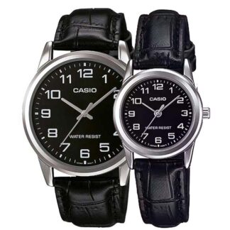 relojes Casio de cuero para pareja mtp-v001l ltp color negro de estilo casual
