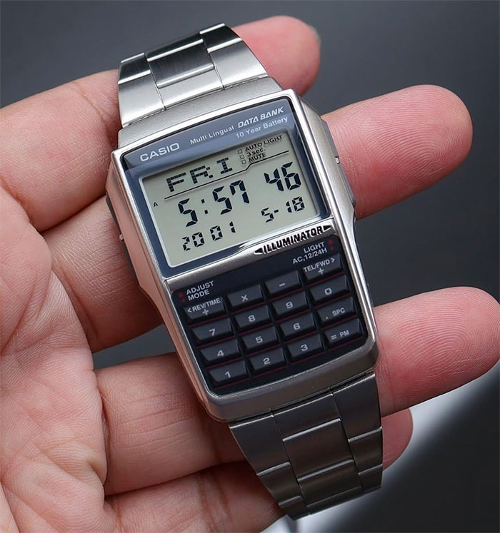casio dbc-32d retro acero inoxidable calculadora data bank