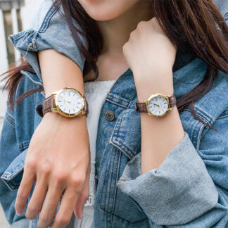 relojes Casio de pareja mtp-ltp-v004gl-7a cuero marrón con blanco