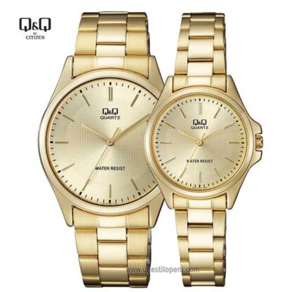 pack de relojes dorado para pareja qa07-qa06