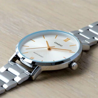 reloj Casio-LTP-VT01D-7B delgado plateado sutil mujer original