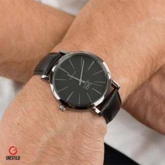 reloj caballero cuero negro qq q892-532