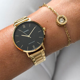 reloj Casio LTP-VT01G-1B mujer correa de acero dorado elegante en Perú