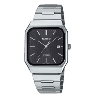 reloj casio MTP-B185D-1A acero inoxidable cuadrado indicador fecha negro