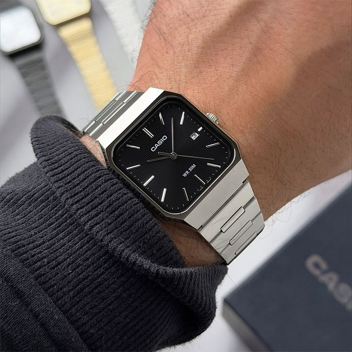 reloj casio MTP-B185D-1A old money vintage negro calendario