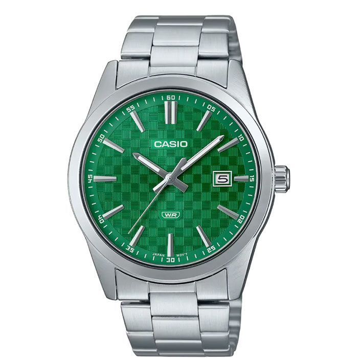 reloj casio MTP-VD03D-3a1 para hombre correa acero y esfera verde