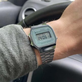 reloj casio a168wa-3 verde unisex retro iluminador