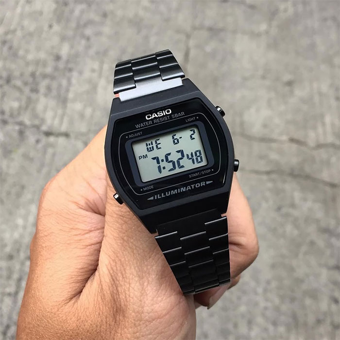 reloj casio b640wb-1a negro retro urbano luz led unisex