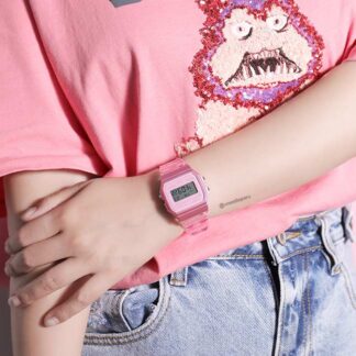 reloj casio f-91ws-4d resina rosado transparente peru