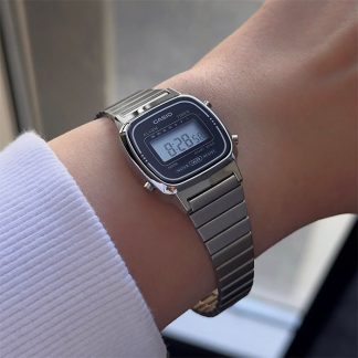 reloj casio la670wa-1 digital mini vintage mujer plateado negro