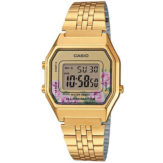 Reloj Casio LA680WGA-4C Dorado Flores Dama Digital