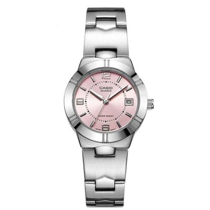 reloj casio ltp-1241d-4a mujer acero inoxidable rosa elegante