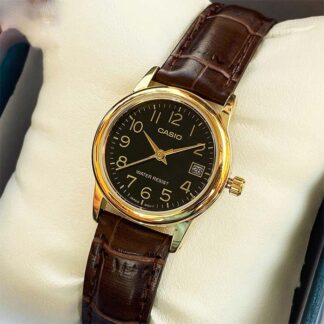 reloj casio ltp-v002gl-1b cuero marrón mujer