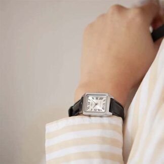 reloj casio ltp-v007l-7b1 cuero tank color negro cuadrado de tipo cartier