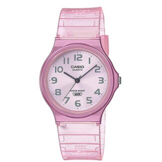 reloj Casio mq-24s-4b color rosa transparente analógico