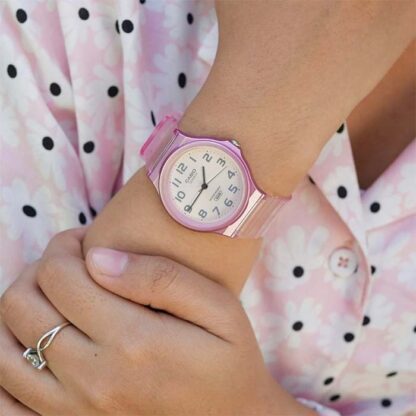 reloj Casio mq-24s-4b rosado transparente mujer plástico resina
