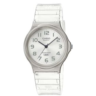 reloj Casio mq-24s-7b color blanco transparente juvenil análogo