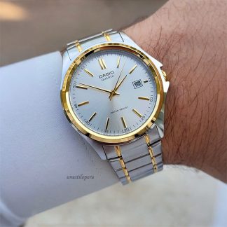 reloj Casio mtp-1183g-7a plateado dorado clásico hombre 38mm