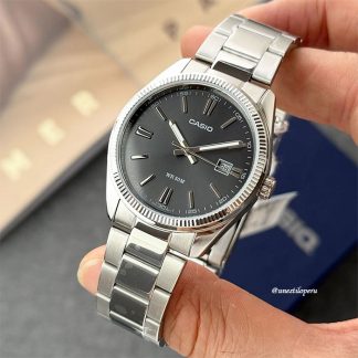 reloj Casio mtp-1302d-1a1 acero fondo negro elegante tipo rolex