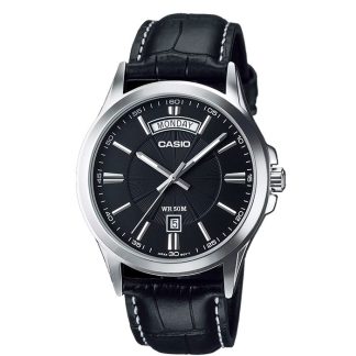 reloj Casio mtp-1381l-1av cuero hombre date elegante negro