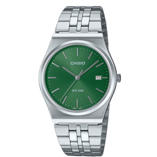 reloj casio mtp-b145d-3a acero moderno verde elegante tipo tissot