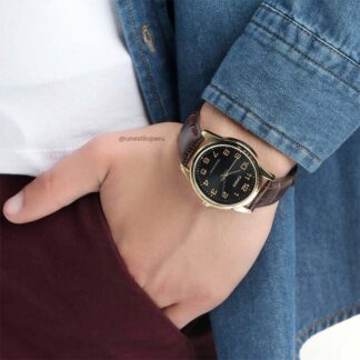 reloj casio mtp-v001gl-1b marron dorado varon