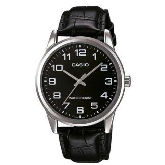 reloj casio mtp-v001l-1b cuero negro hombre elegante