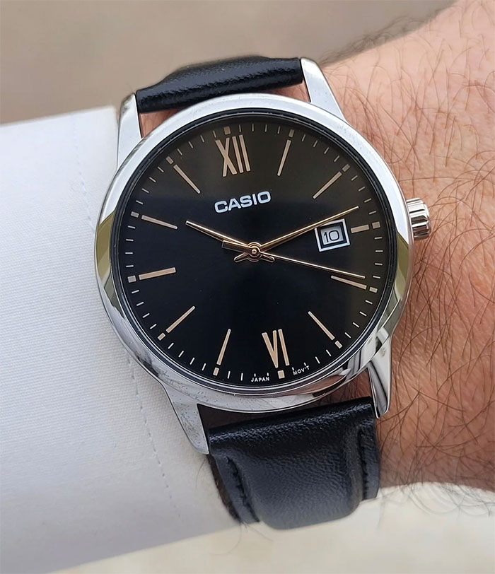 reloj casio mtp-v002l-1b3 negro rose hombre casual