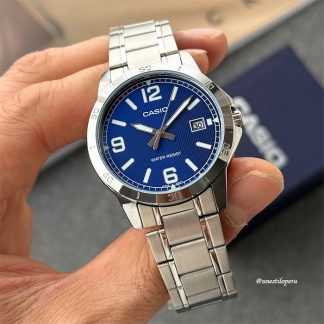 reloj Casio mtp-v004d-2b azul acero inoxidable hombre indicador fecha