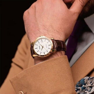reloj casio mtp-v004gl-7a calendario cuero elegante marrón