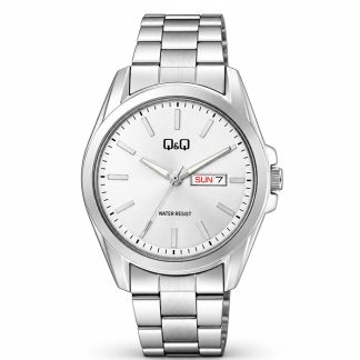 reloj q&q A05A-003PY acero plateado calendario análogo hombre