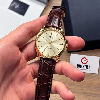 reloj q&q C36A-010PY cuero marrón hombre regalo