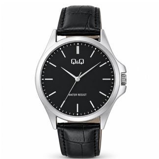 reloj q&q C36A-015PY cuero hombre negro clásico elegante
