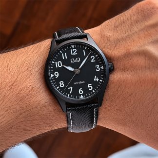 reloj q&q Q76B-003PY cuero negro textura para caballero