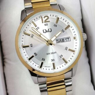 reloj qq a36a-005py acero bicolor dorado 50m quartz fecha
