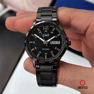 reloj qq a36a-006py acero todo negro hombre indicador de día y fecha (day-date)