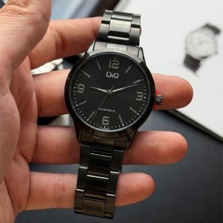 reloj q&q c10a-026py acero negro hombre casual elegante