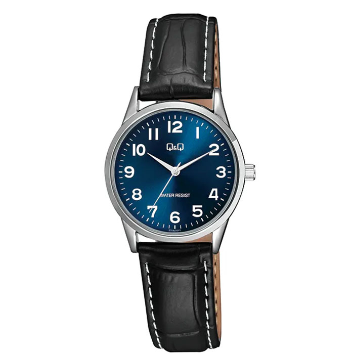 reloj qq C11A-016PY cuero negro azul ligero versátil delicado