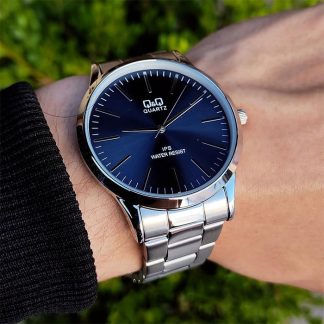 reloj q&q c212-212 elegante análogo azul minimalista Perú