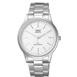 reloj q&q c212j201y acero hombre análogo plateado blanco old money