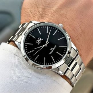 reloj q&q c212j202y elegante negro hombre old money