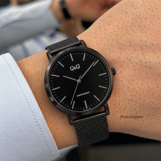 reloj q&q c34a-011py malla negro hombre minimalista