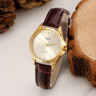 reloj qq c37a-009py cuero mujer marron vino dorado